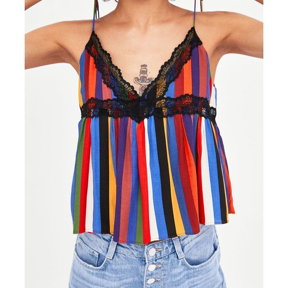 Zara Multicolour Stripe Camisole Tank Top XS - Picture 4 of 6